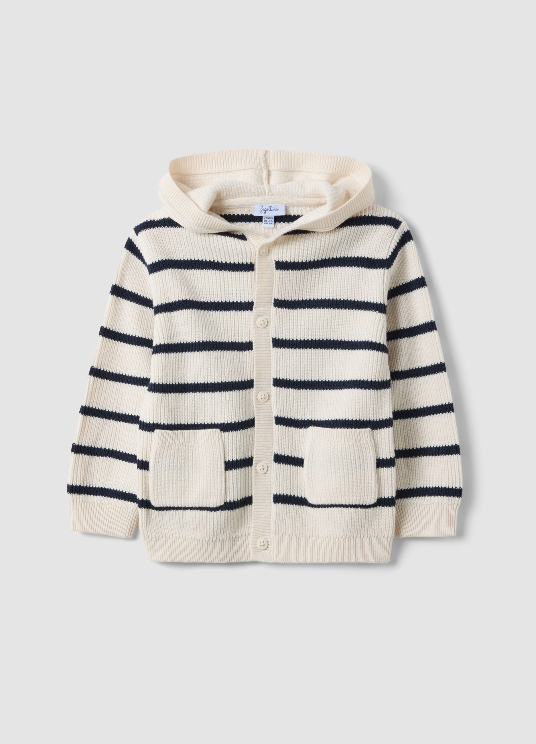 Striped beige cardigan in pure cotton