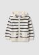 Striped beige cardigan in pure cotton_0