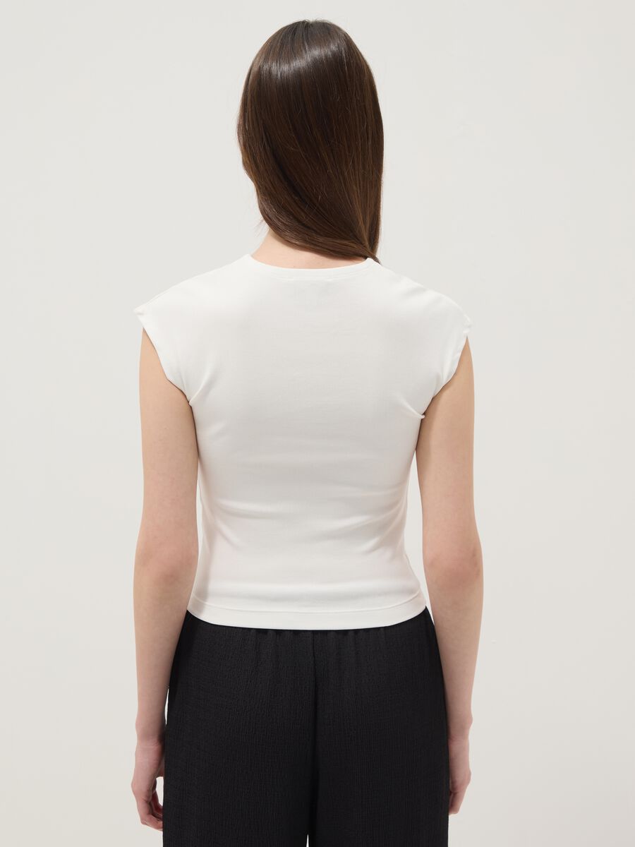 White fitted cotton stretch vest_4