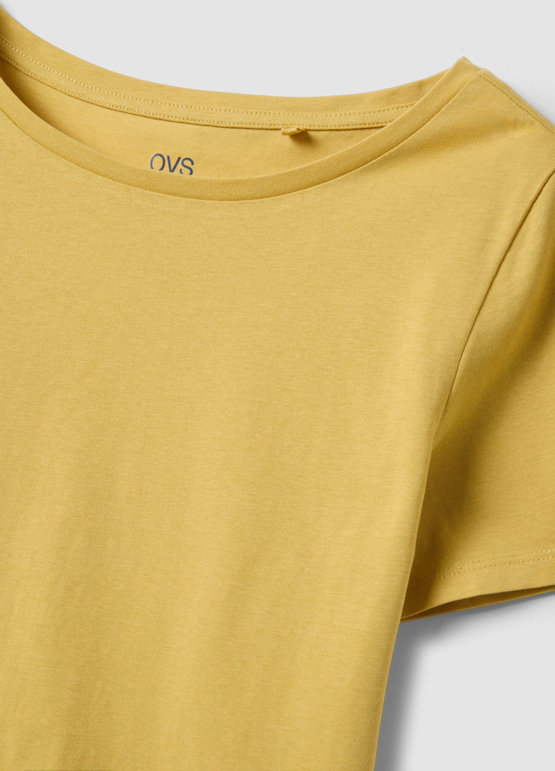 Yellow pure cotton short-sleeve T-shirt