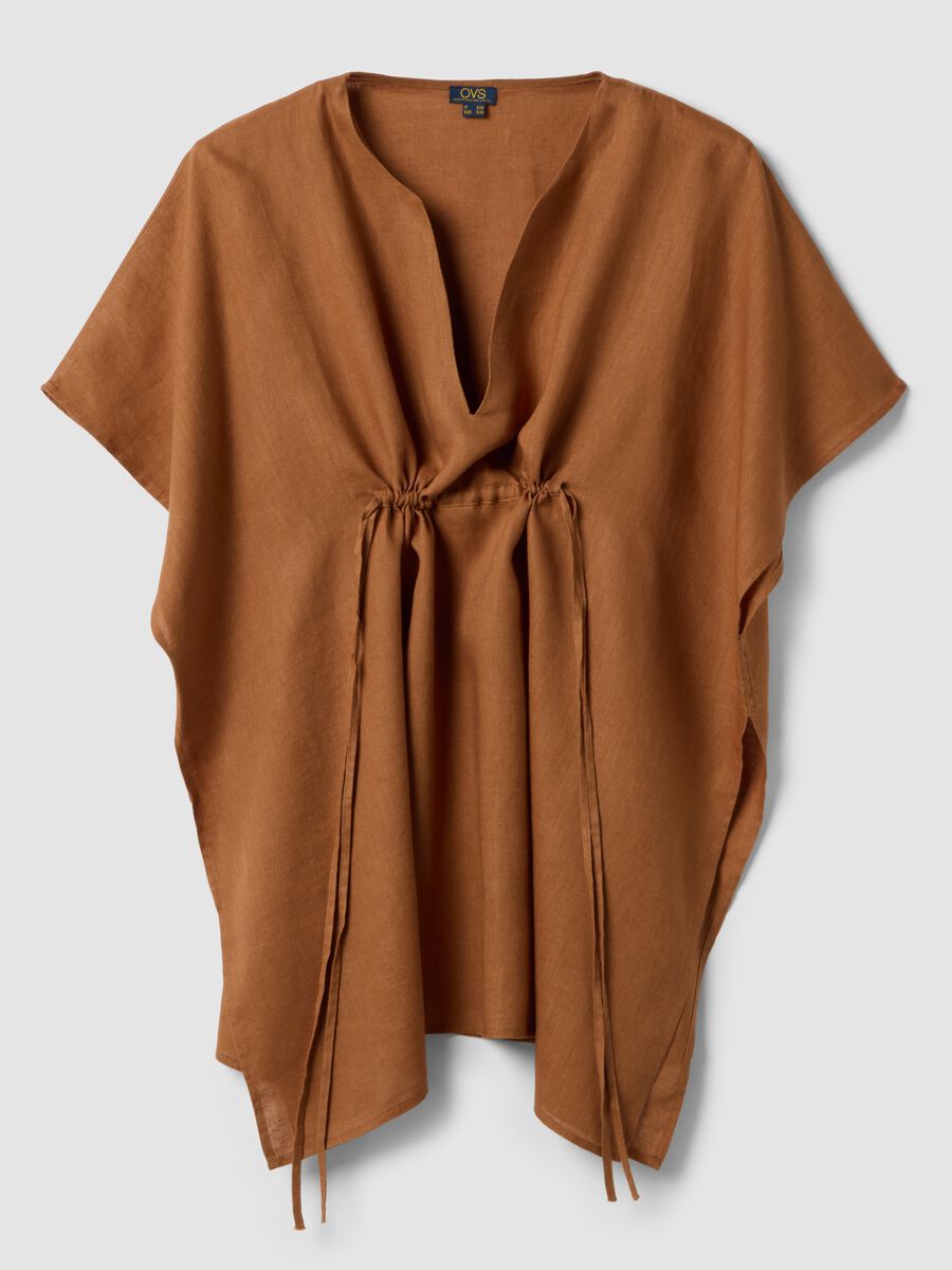 Brown pure linen kaftan_4