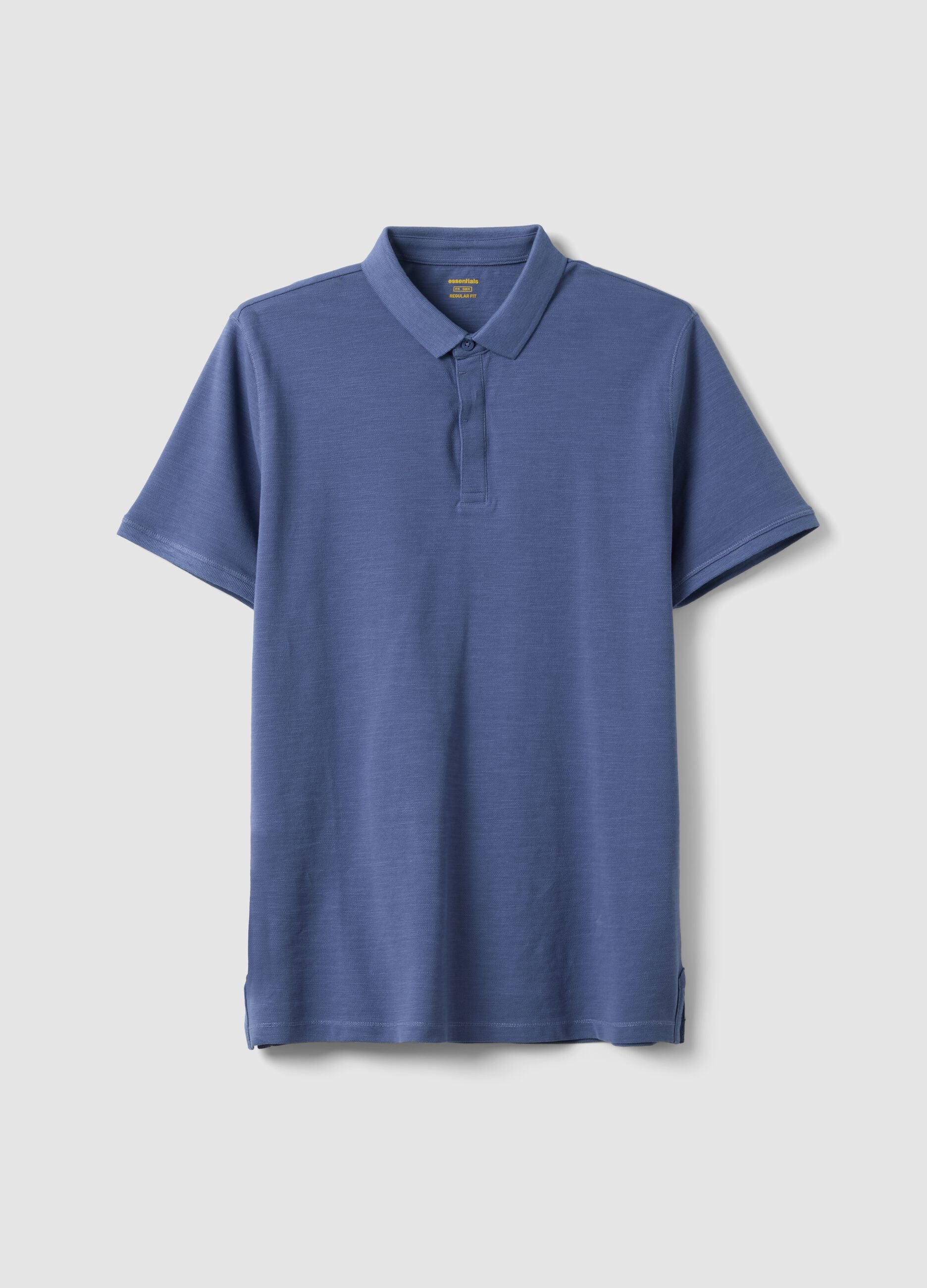 Regular fit pure cotton blue polo shirt