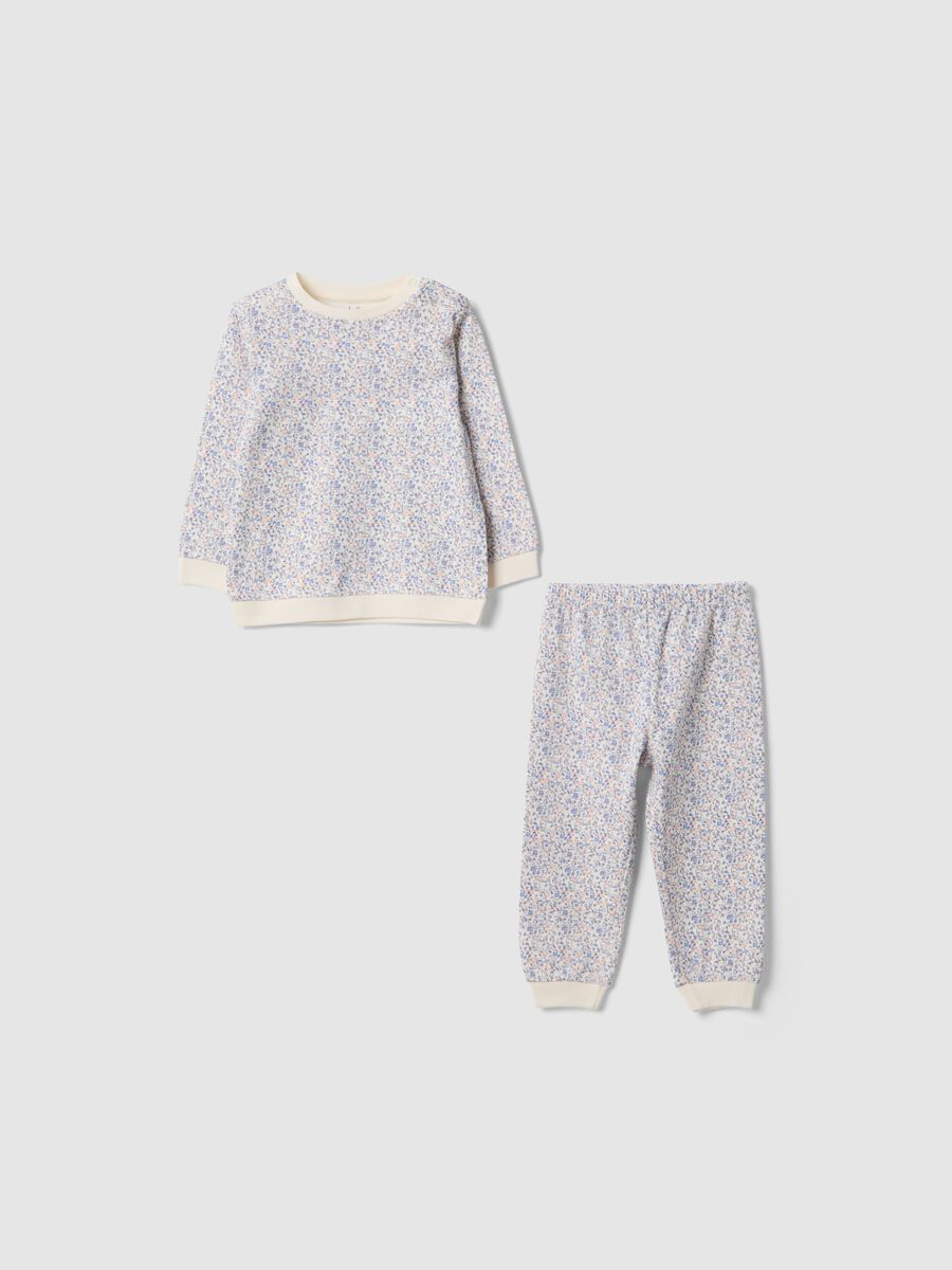 Multicoloured pure cotton newborn pyjamas with floral design_0