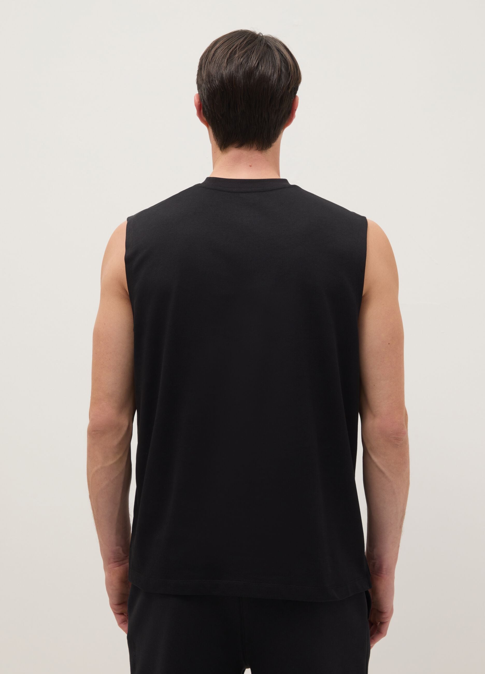 Black cotton blend vest regular fit