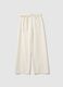 White pure cotton wide leg trousers_4