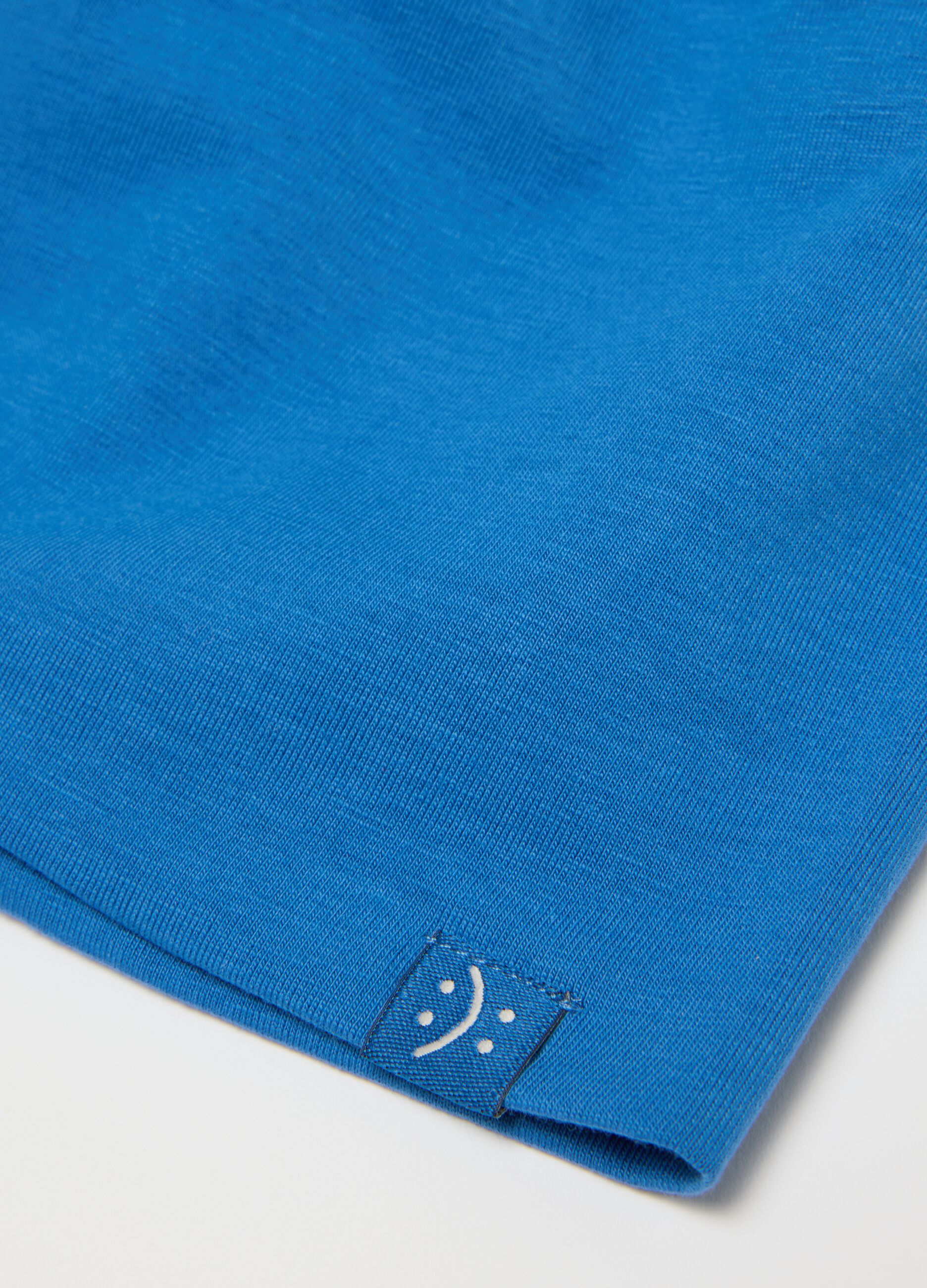 Children's blue stretch cotton hat with comfortable fit