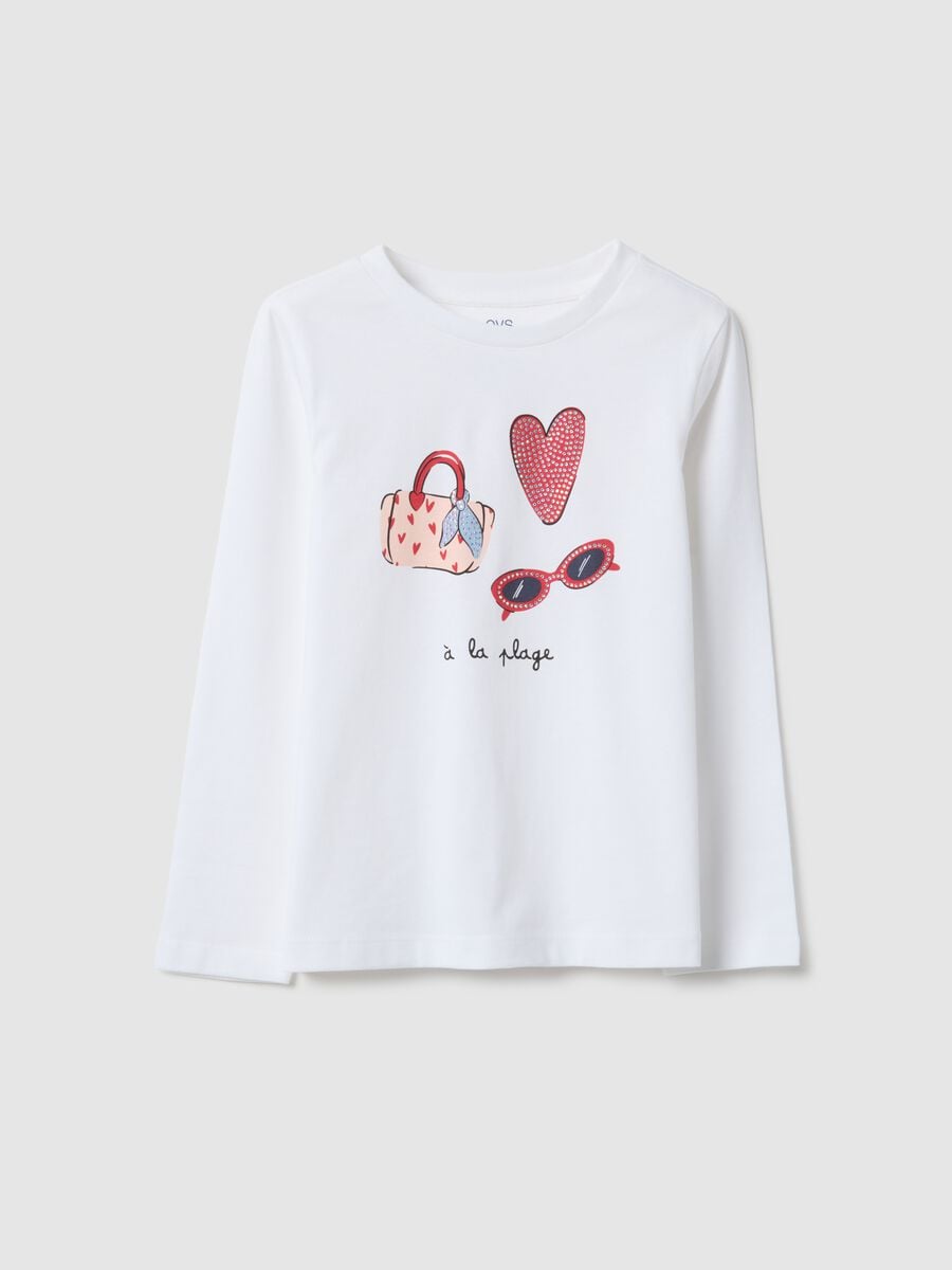 White pure cotton t-shirt for girls, regular fit_0