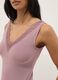 Pink stretch viscose regular fit deep V vest with lace_3