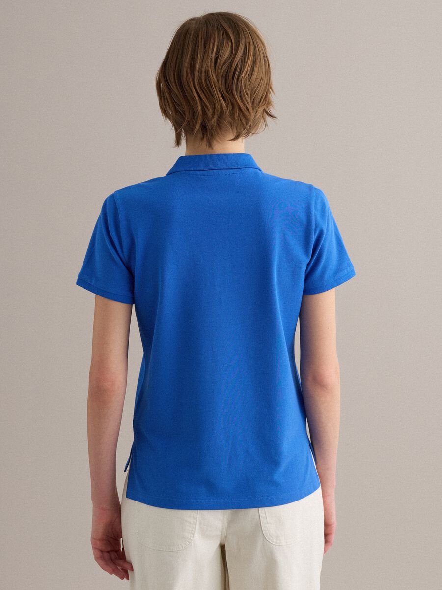 Blue organic cotton polo shirt, regular fit_4