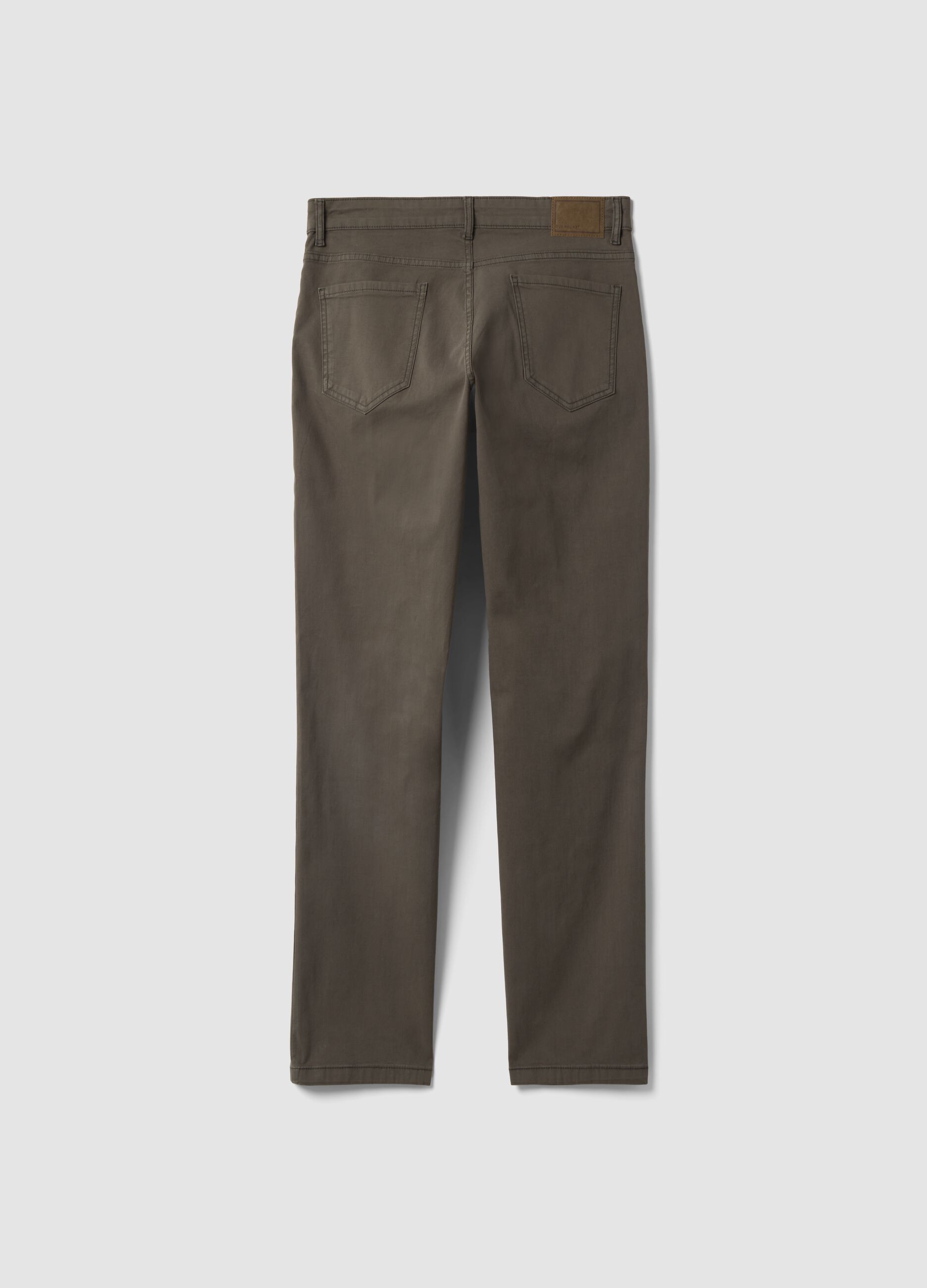 Grey regular-fit stretch cotton twill trousers