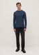 T-shirt blu a maniche lunghe in cotone elasticizzato regular fit_1