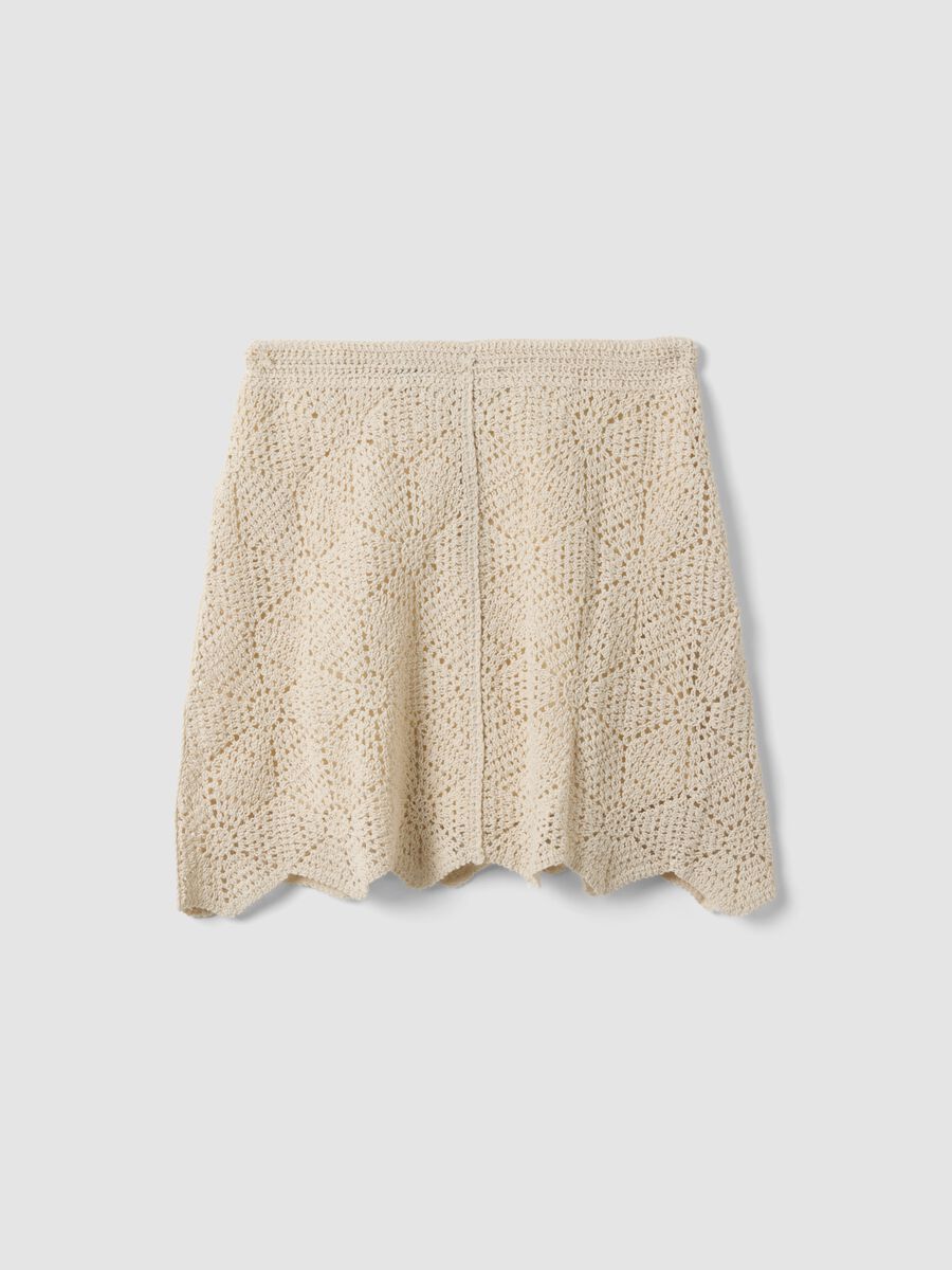 Beige crochet skirt in pure cotton, regular fit_6