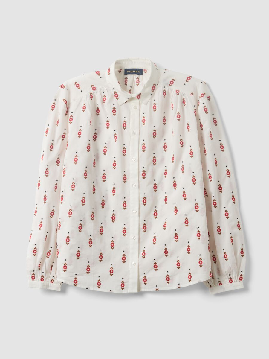 White pure cotton embroidered-pattern shirt, regular fit_4