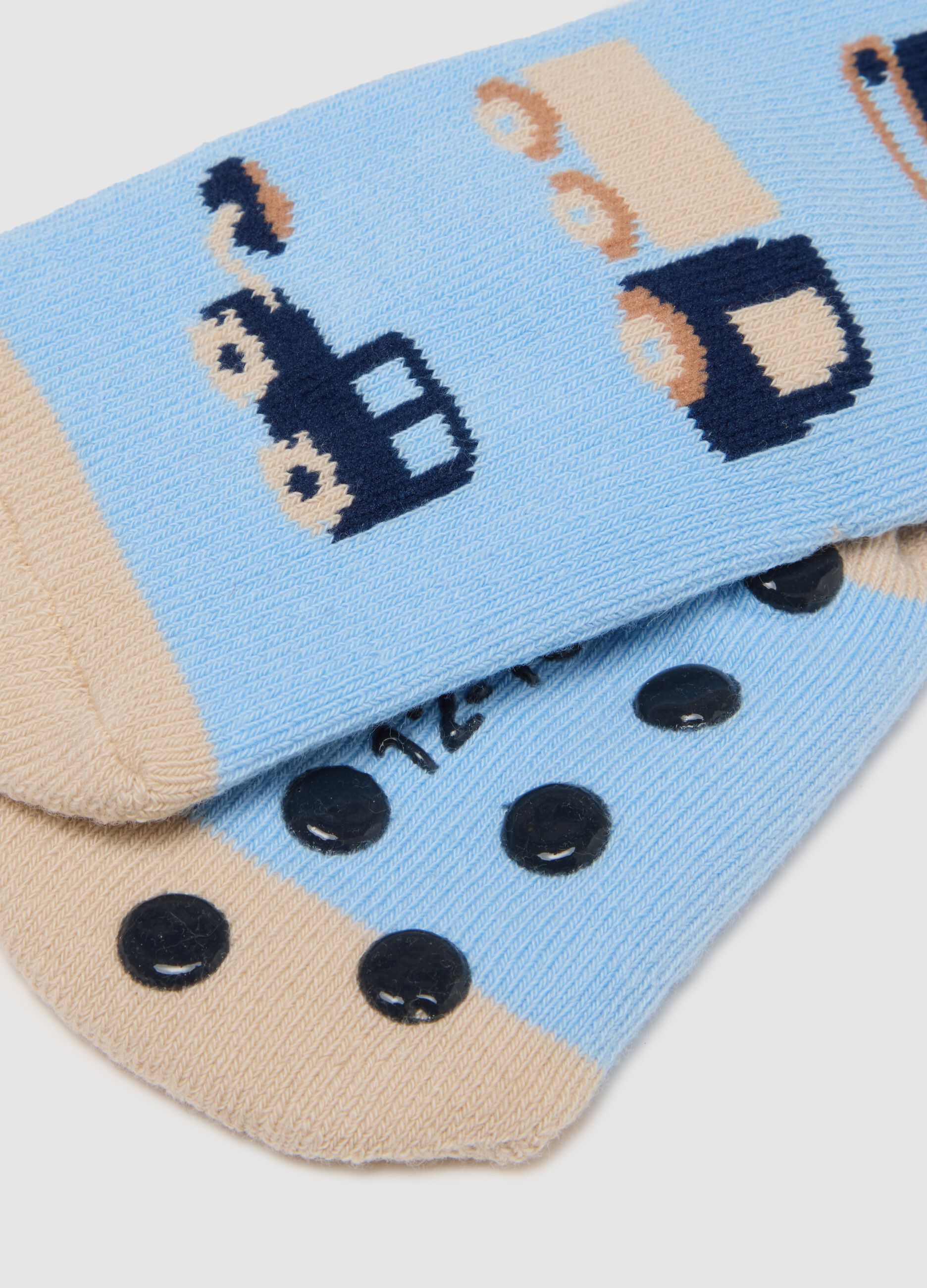 Multicolour baby socks twin pack in cotton blend with designs