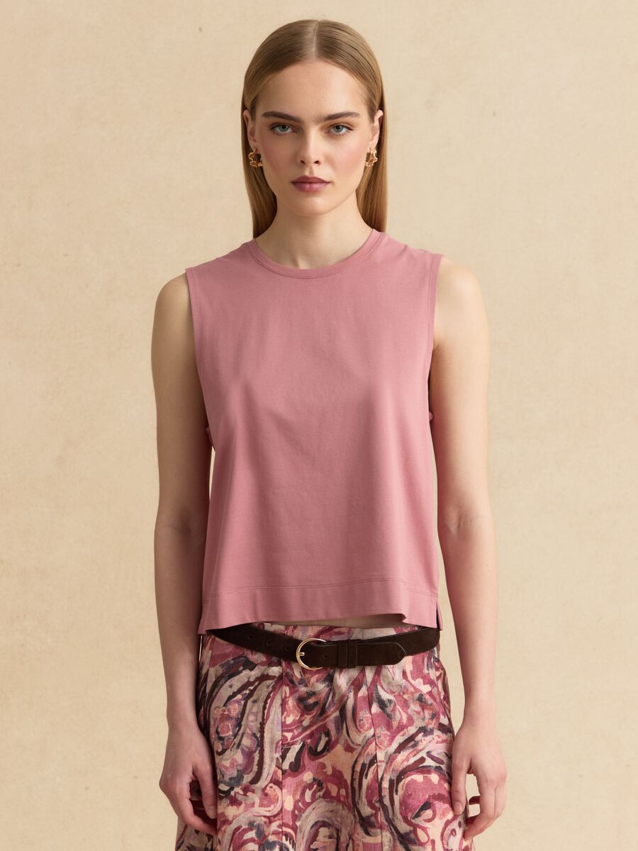 Tank top rosa in misto cotone regular fit_0