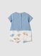 Sky-blue organic cotton romper with animal print for baby_1
