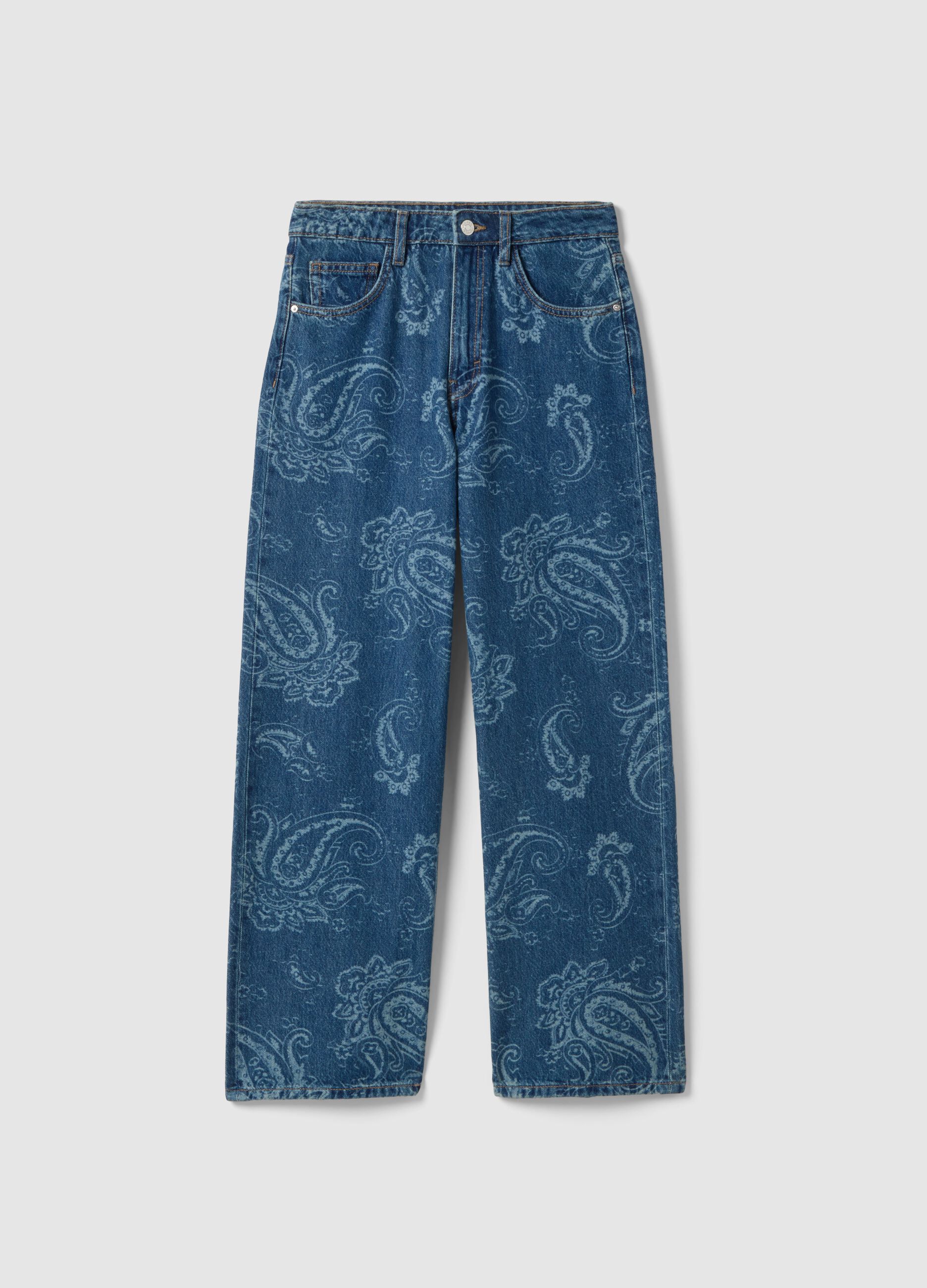 Blue baggy trousers in pure cotton