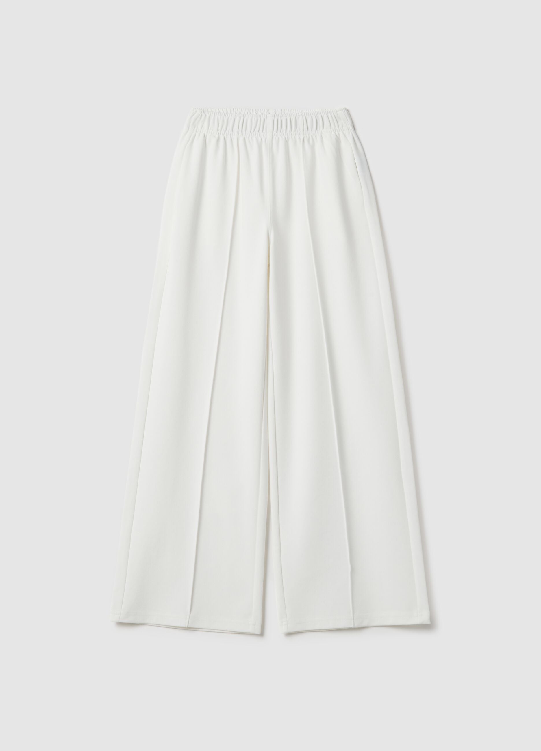 Girls' White Wide Leg Trousers