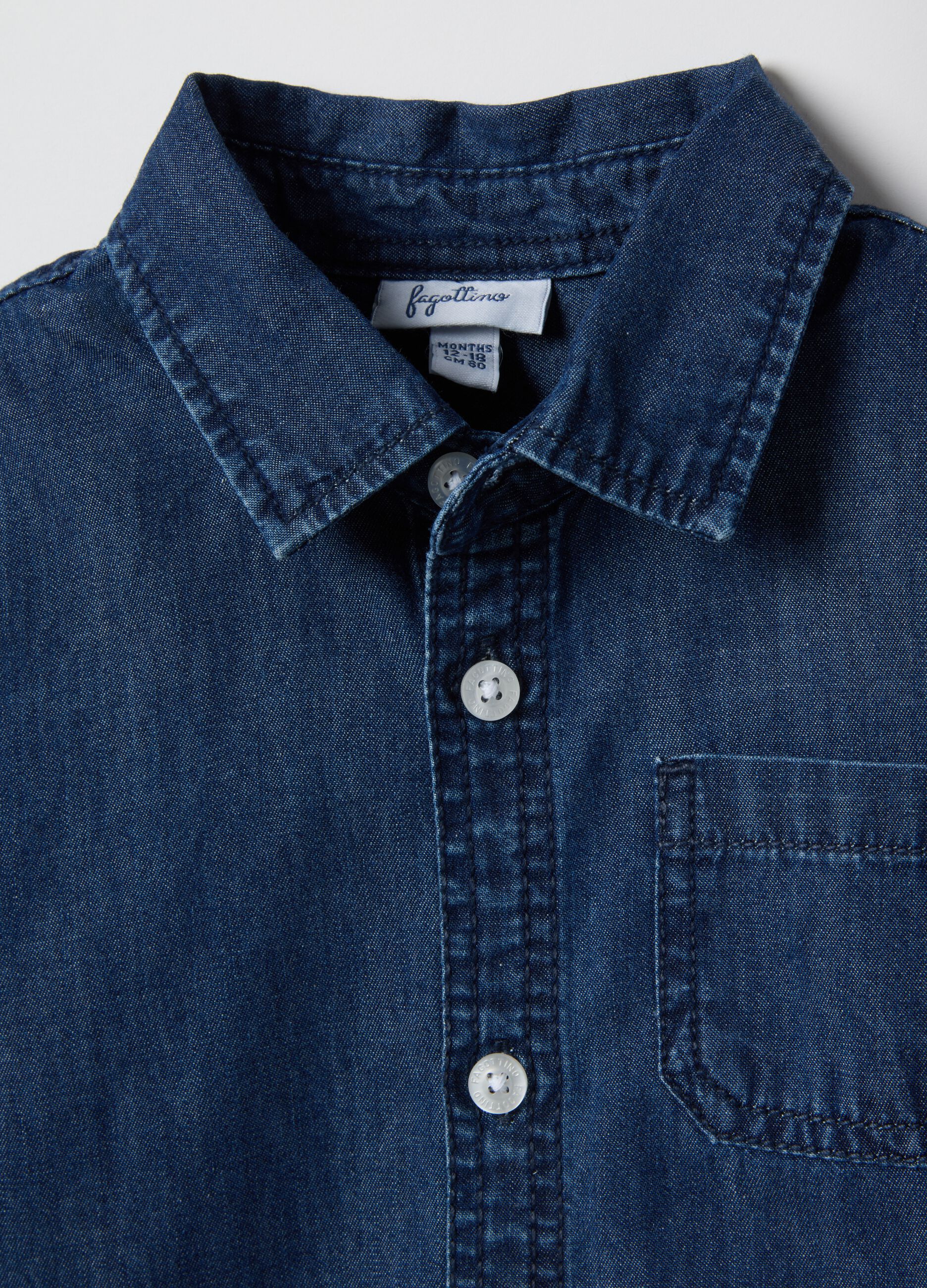 Blue pure cotton regular fit shirt for children