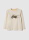 Beige pure cotton regular fit t-shirt with print_0