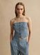 Slim-fit white and blue checked linen-blend corset_0