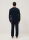 Blue long pyjama in pure cotton, regular fit with Henley collar_2