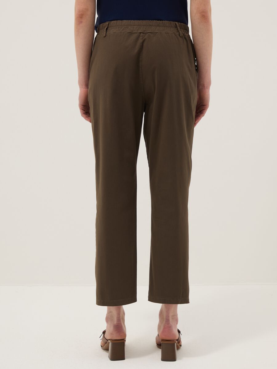 Brown Stretch Cotton Regular Fit Trousers_2