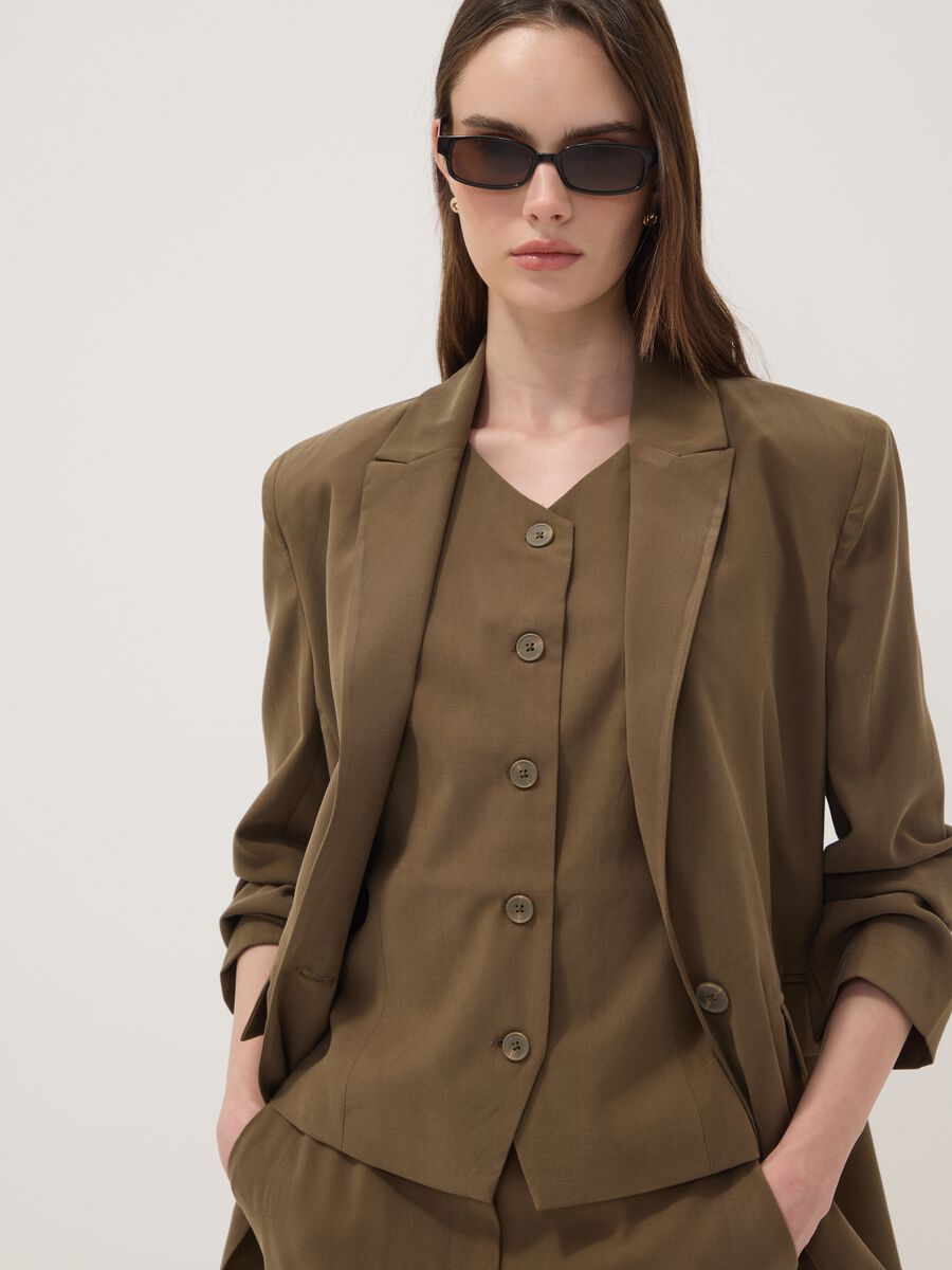 Green regular-fit viscose-blend blazer_1