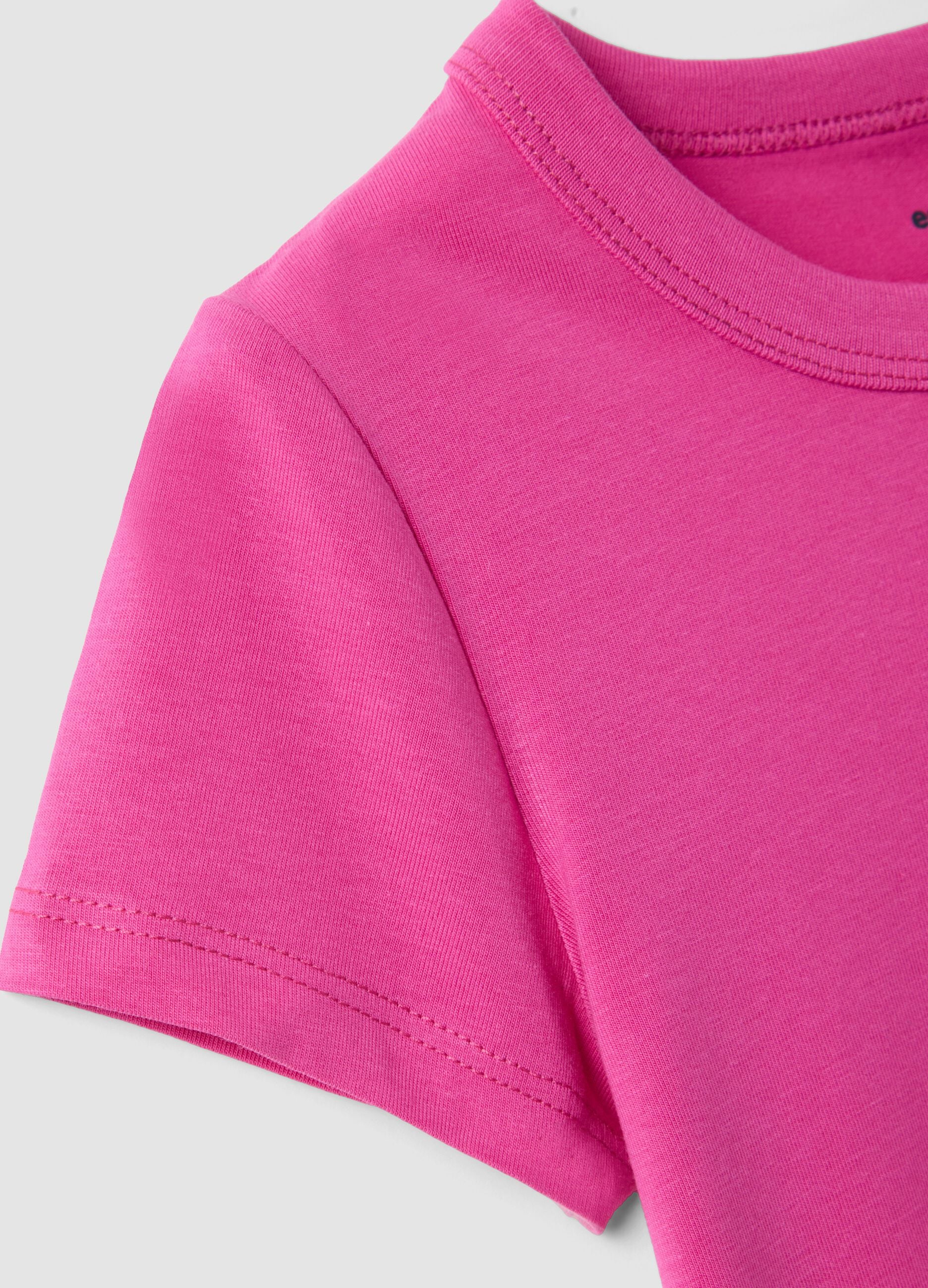 Girls&rsquo; pink stretch cotton T-shirt, regular fit