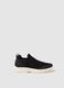 Black regular fit sneakers with sturdy white sole_0