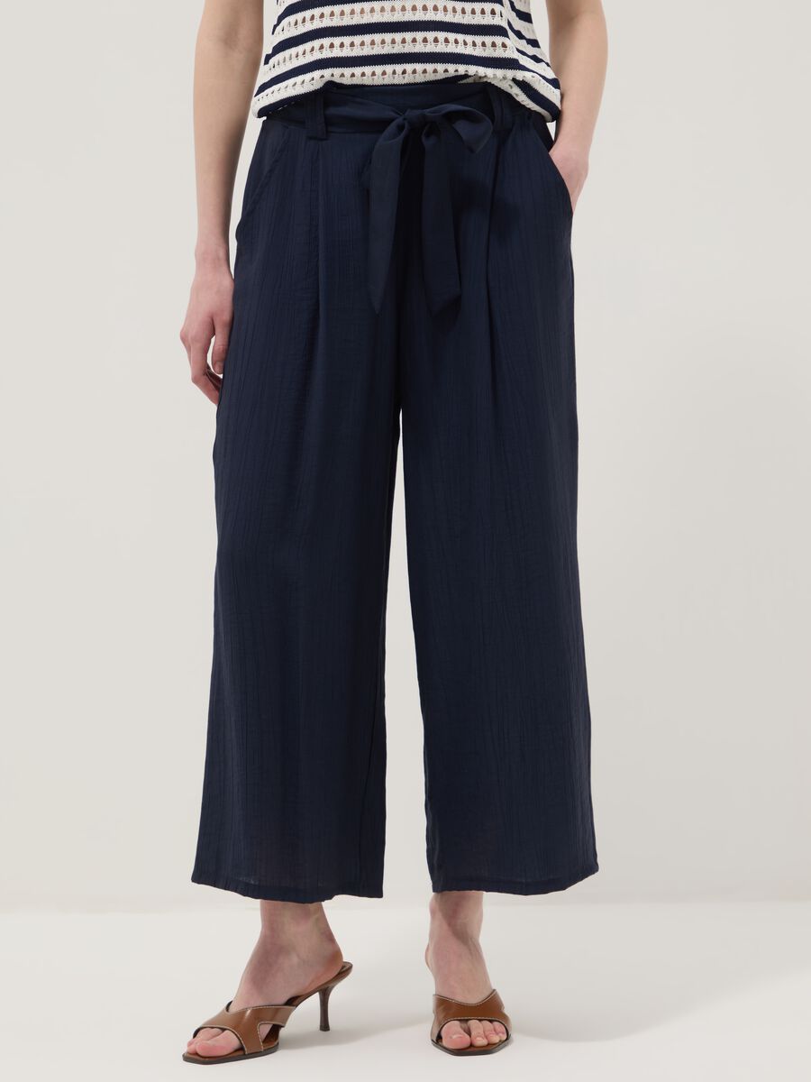Blue palazzo trousers in a viscose blend, regular fit_1