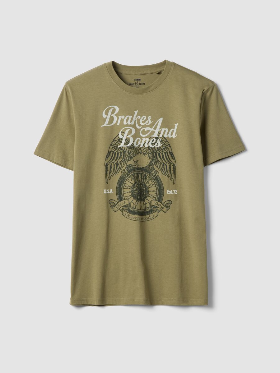 Green printed T-shirt in pure cotton, regular fit_4