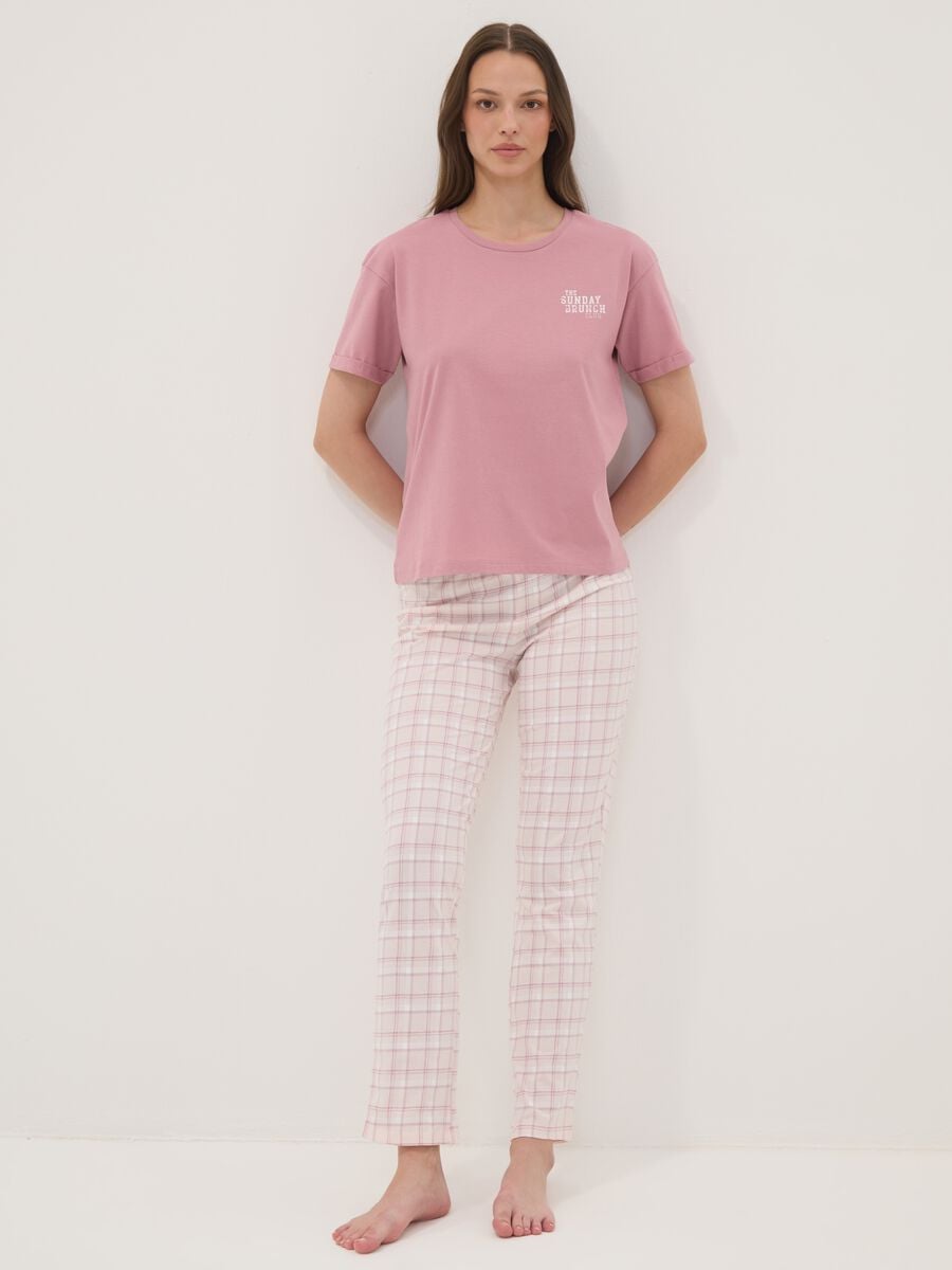 Multicolour pure organic cotton check pyjama trousers_0
