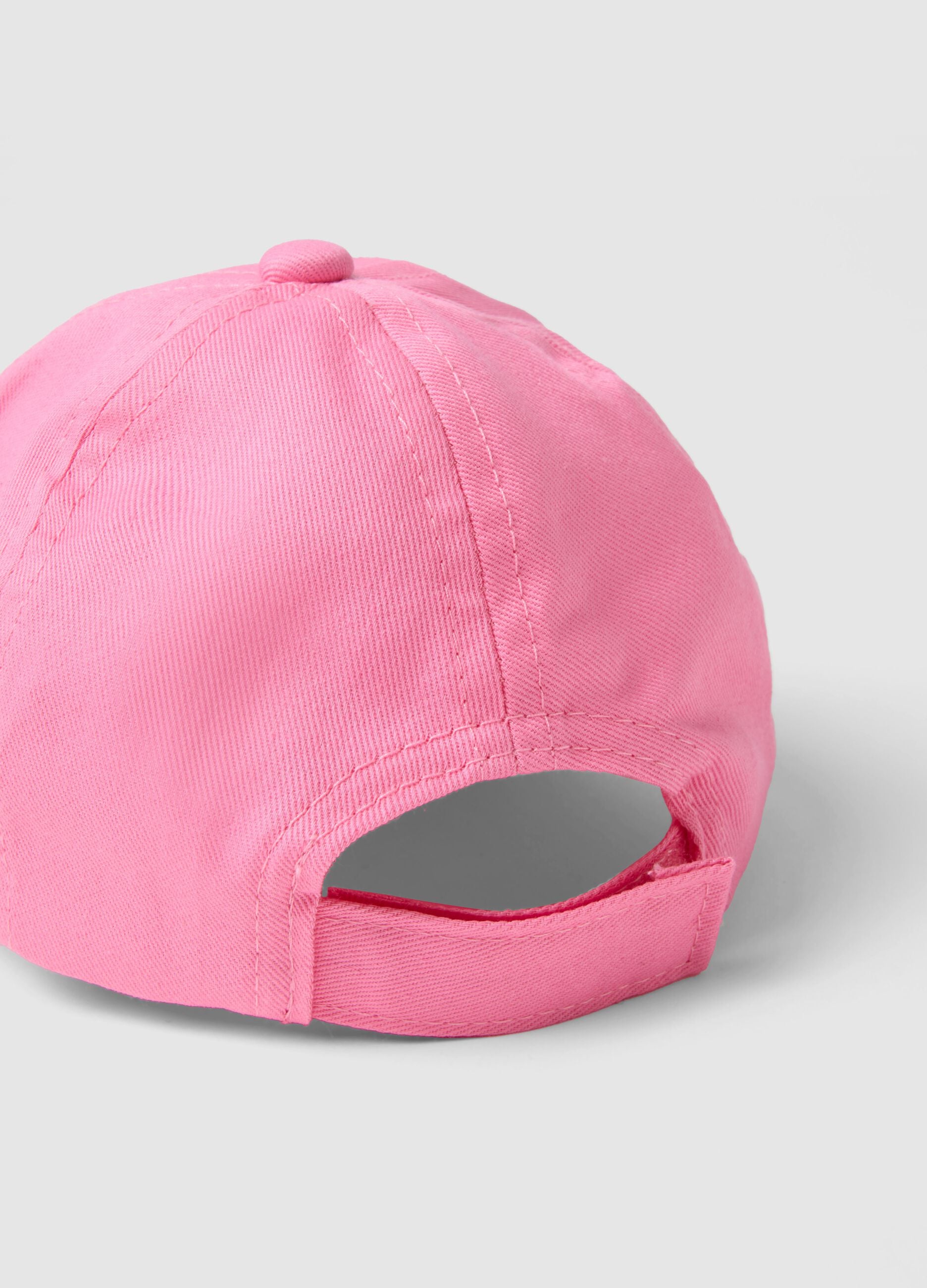 Girls' Pink Pure Cotton Baseball Cap with Stitch