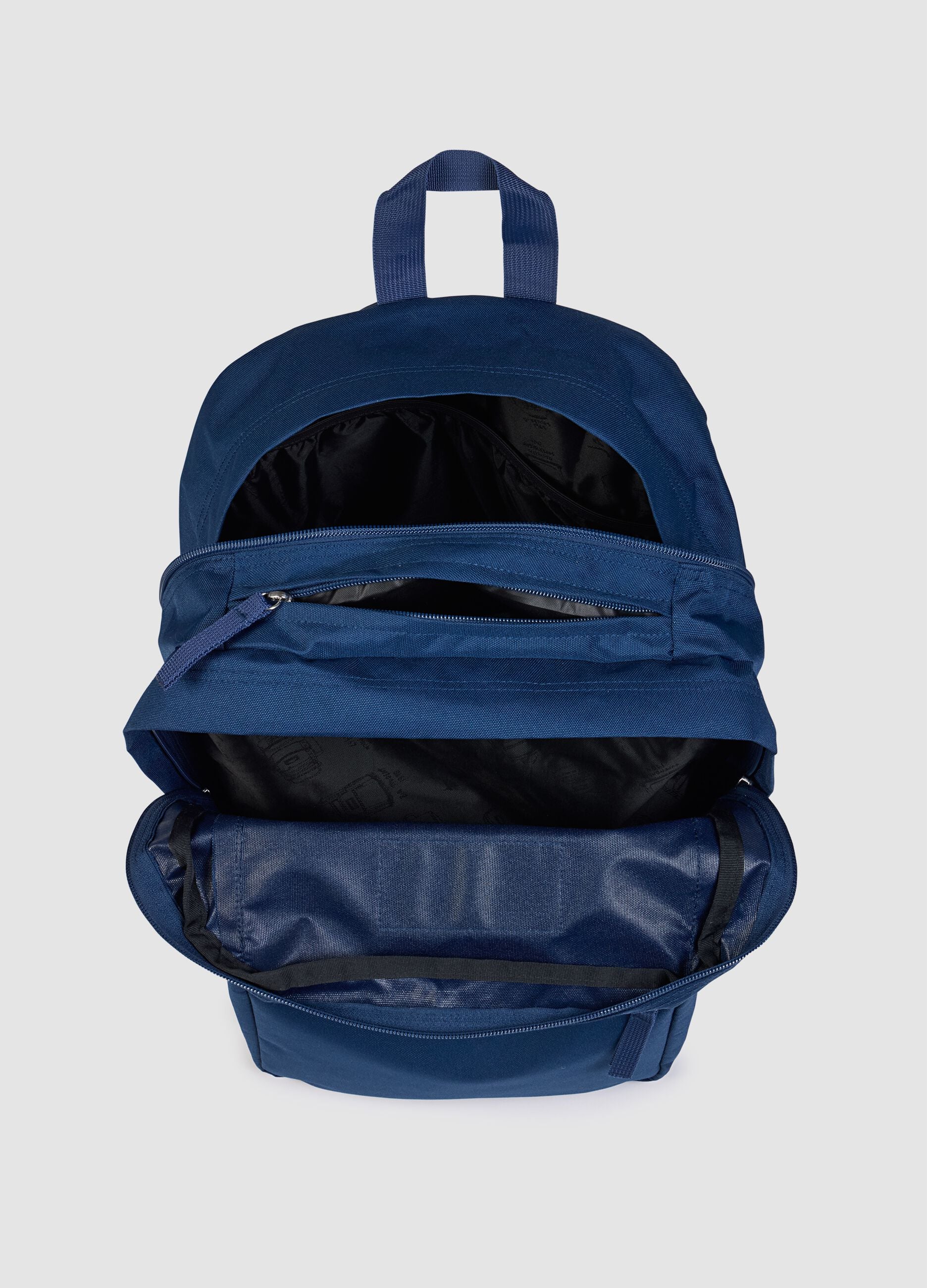 Blue backpack with external pockets