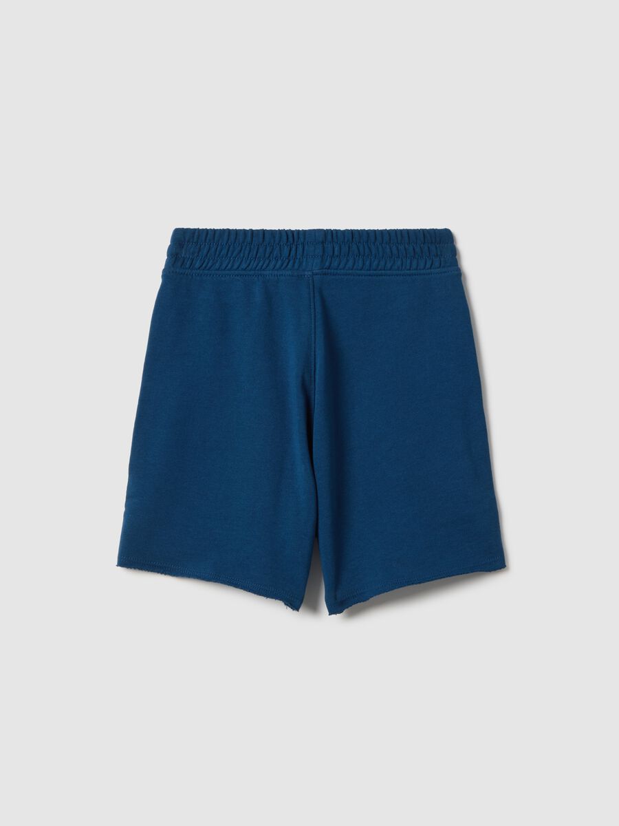 Children's regular fit blue pure cotton short jogger trousers_1