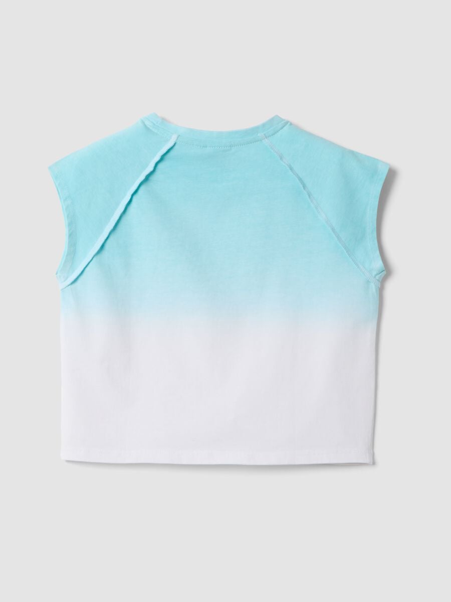 Blue stretch cotton short-sleeve T-shirt for girls, regular fit_1
