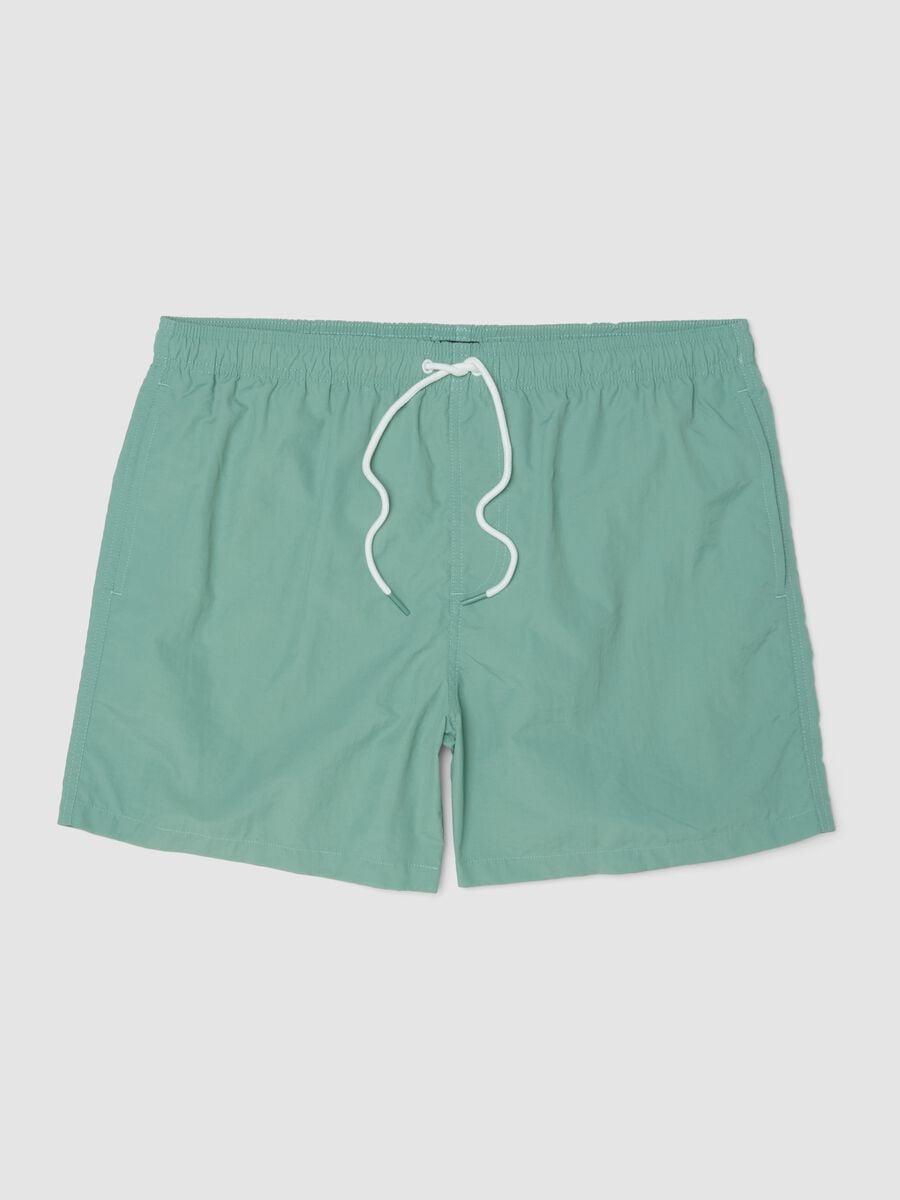 Green swim shorts with elasticated waistband_4