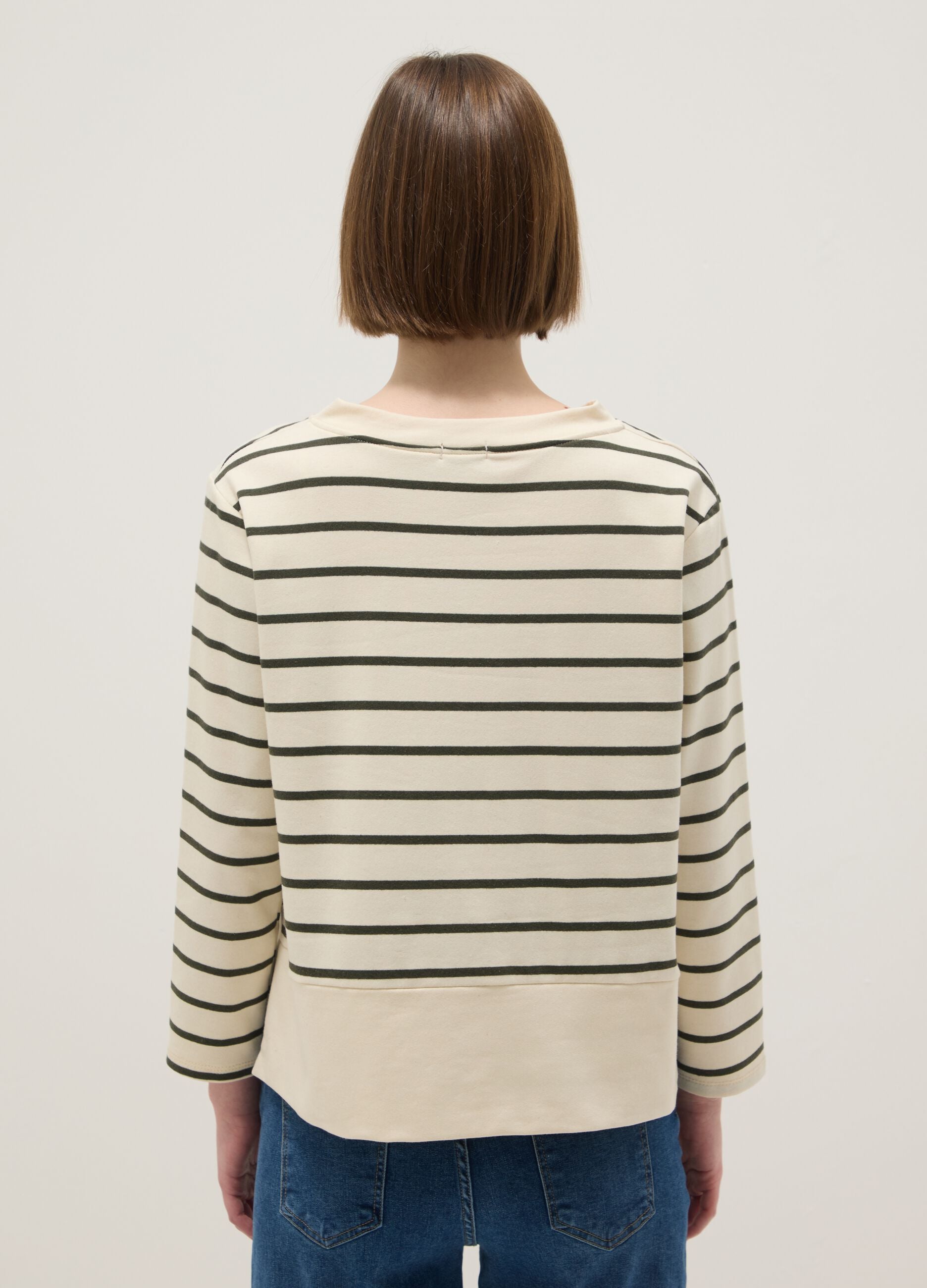 Multicolour striped stretch cotton blend jumper, regular fit