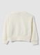 White pure cotton sweatshirt with rhinestone slogan and embroidered heart for girls_1