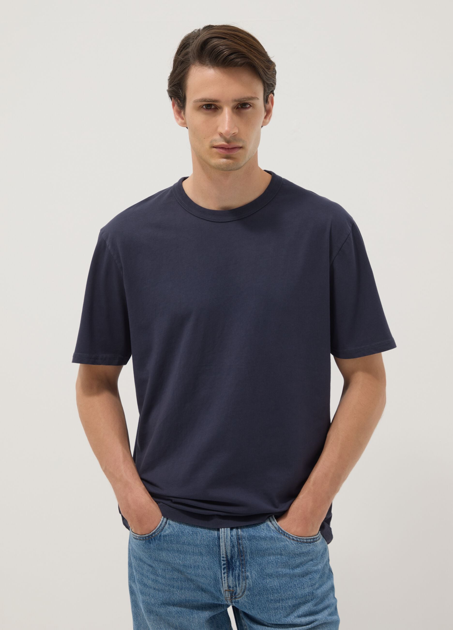 Navy pure cotton relaxed-fit T-shirt