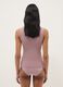 Pink stretch viscose regular fit deep V vest with lace_2