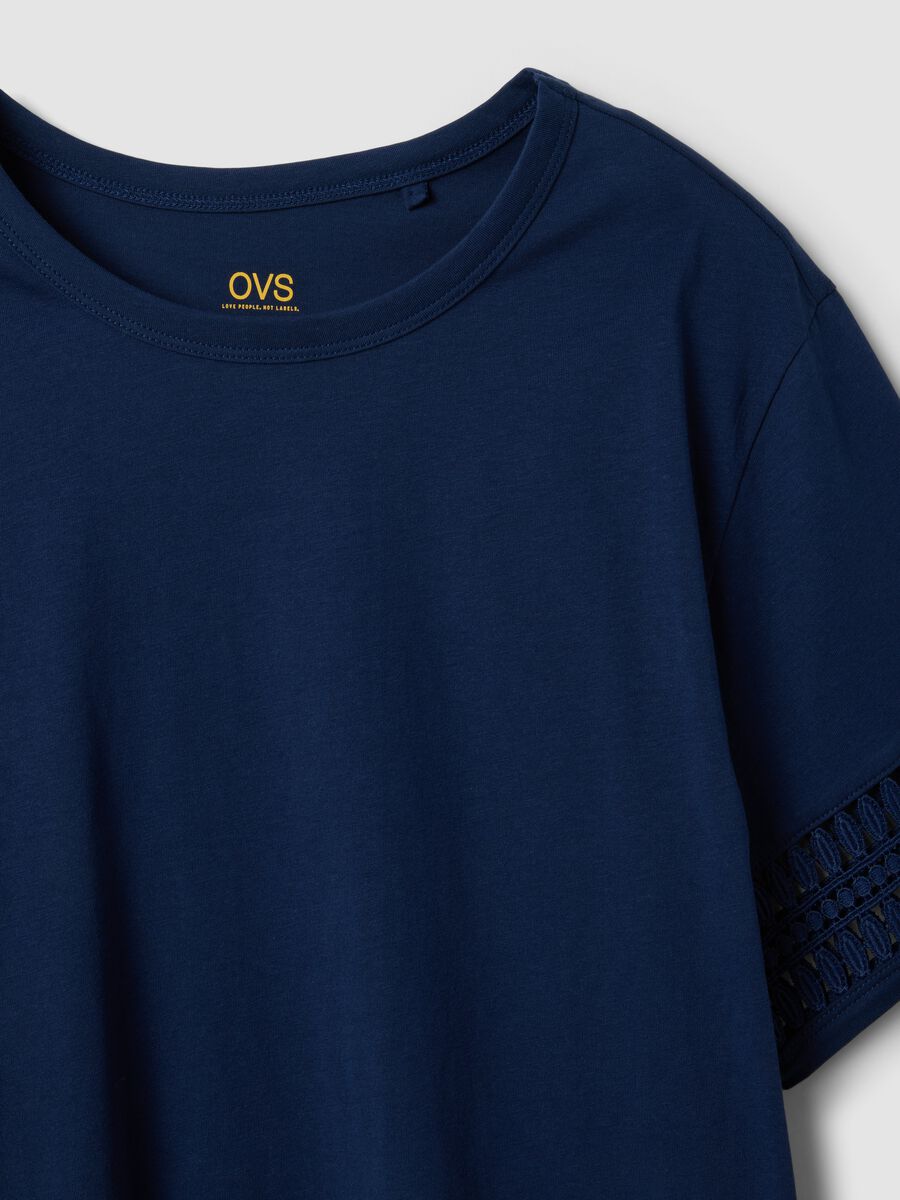 Blue short-sleeved pure cotton T-shirt_5
