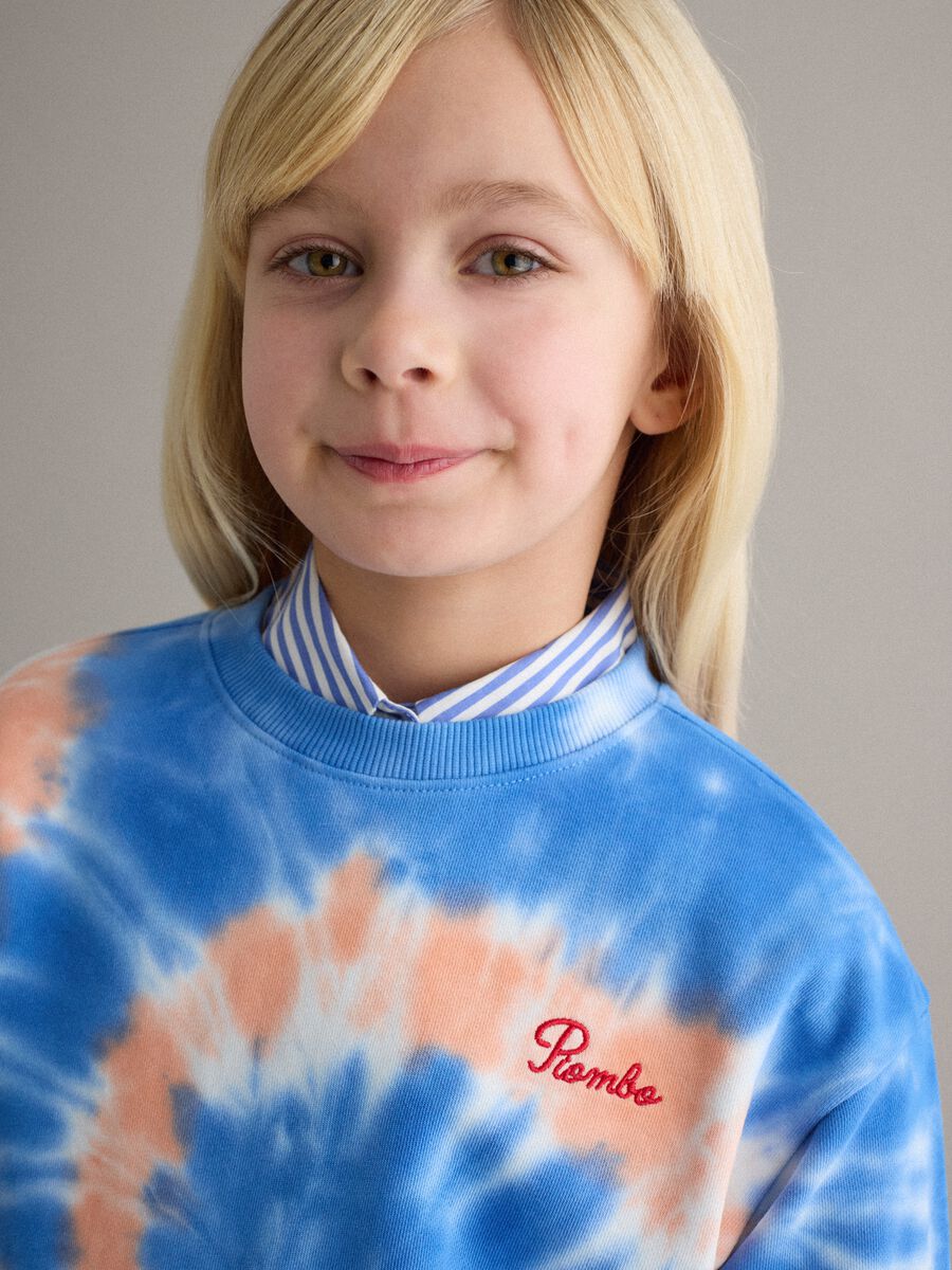 Girls' multicolour cotton-blend sweatshirt, regular fit with Tie-dye pattern_2