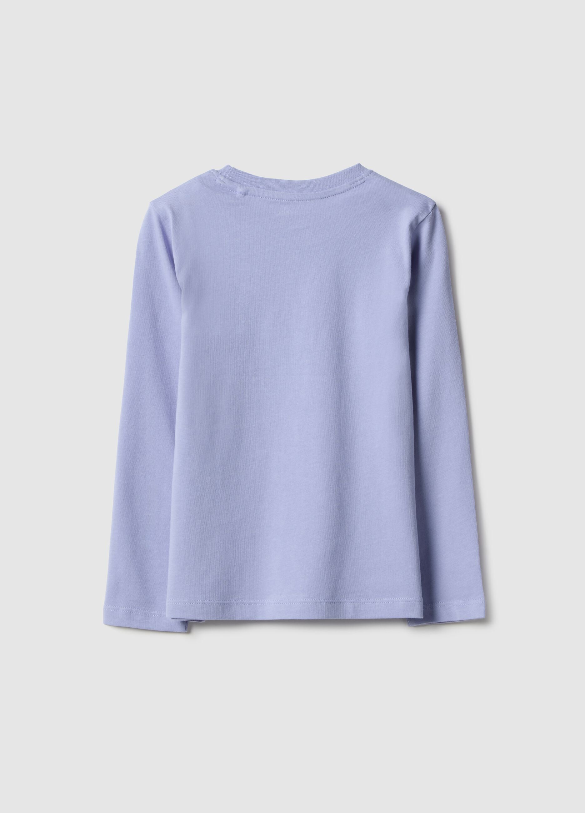 Girls' long sleeve purple t-shirt in pure cotton regular fit