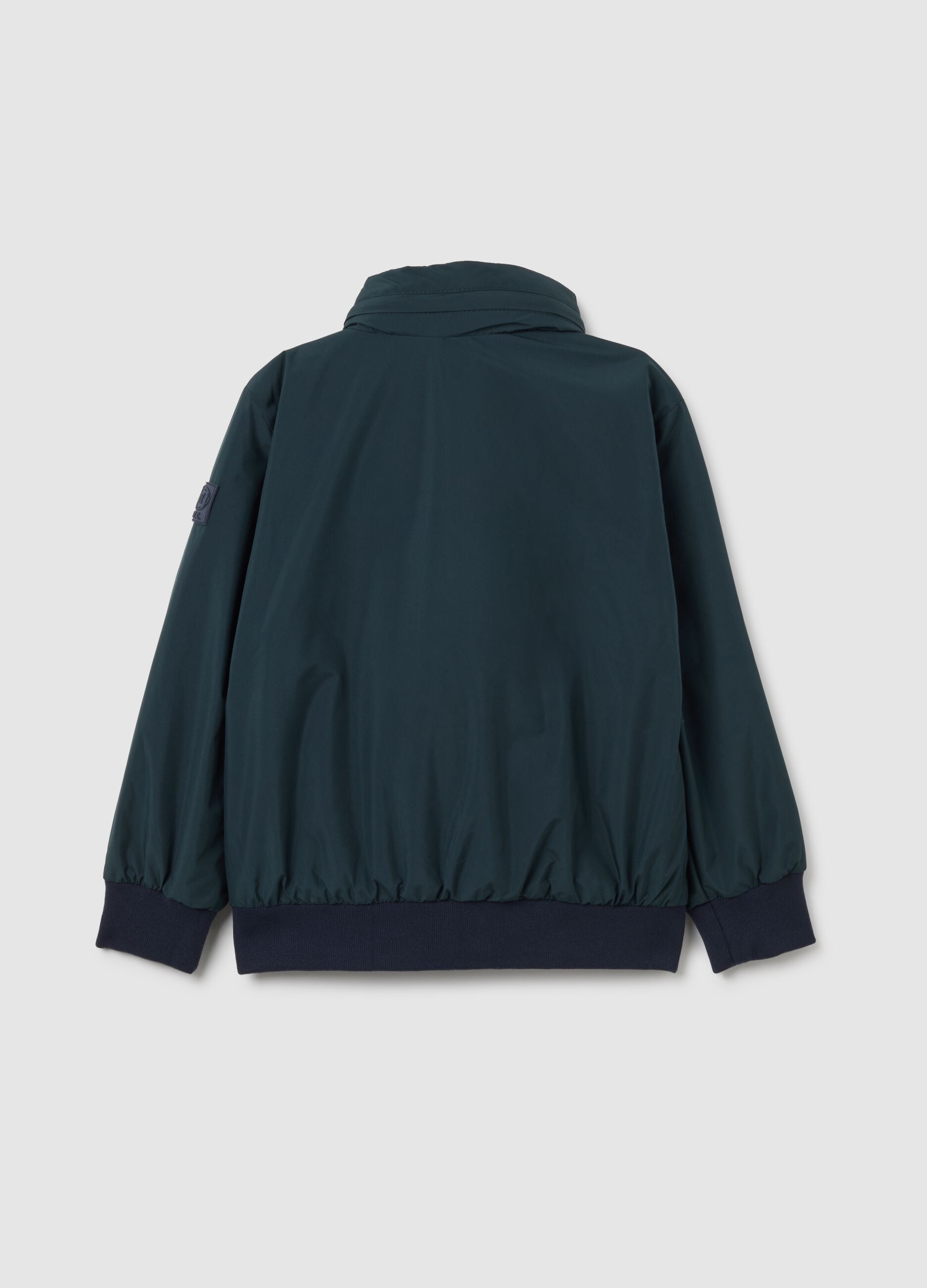 Green padded children's jacket regular fit with zip and hood
