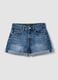 Blue stretch cotton denim shorts_4