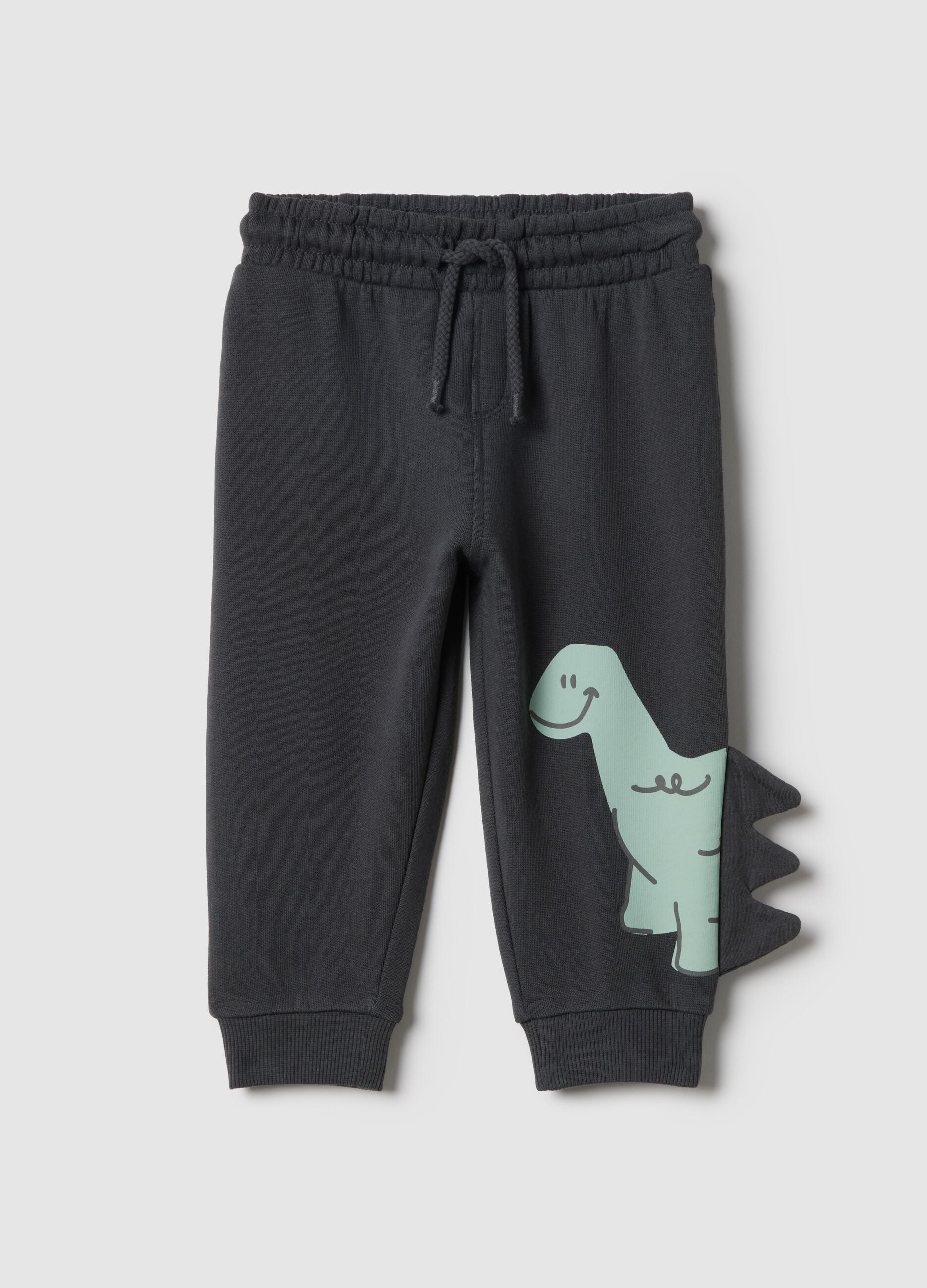Black pure cotton baby trousers regular fit dinosaur design