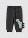 Black pure cotton baby trousers regular fit dinosaur design_0