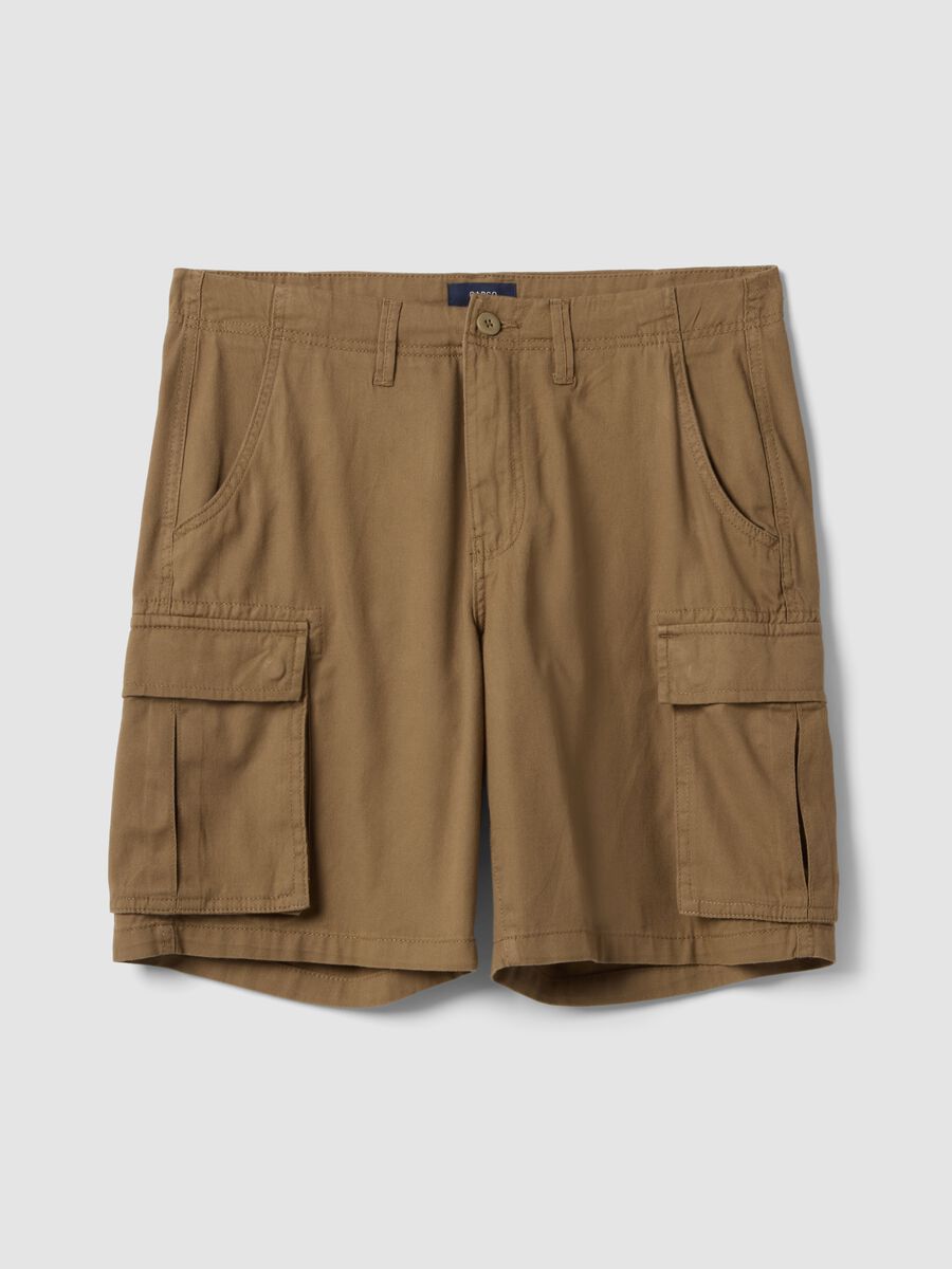 Brown pure cotton regular-fit cargo shorts_4